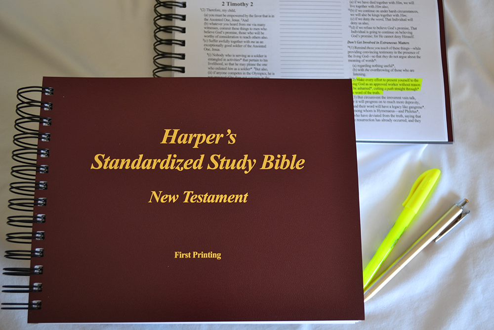 Image of print copy of the Harper's Standardized Study Bible New Testament Red First Printing