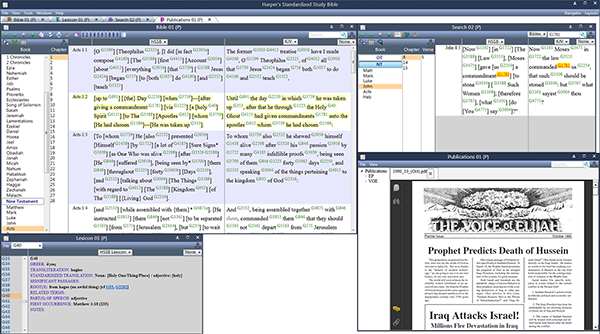 digital bible with scripture and lexicon and newsletter